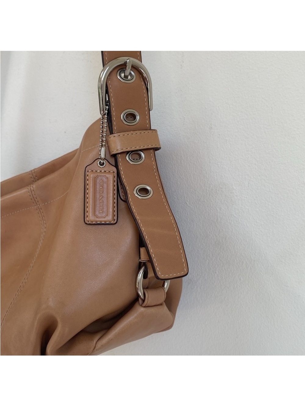 Coach Tan Leather Satchel Shoulder Bag - Picture 4 of 7